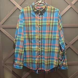 Ralph Lauren plaid button up shirt 100% cotton